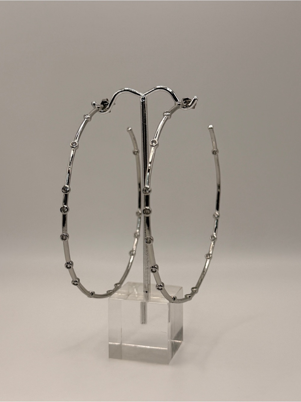Sterling Silver Hoop Earrings with Crystal Accents